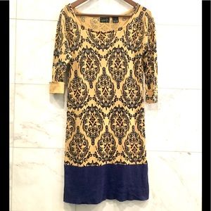 Vintage 90's Knit Bodycon Sweater Dress Gold